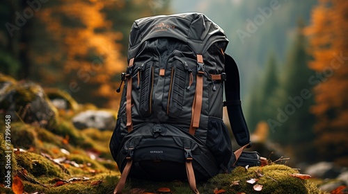 Backpack Resting on a Forest Rock