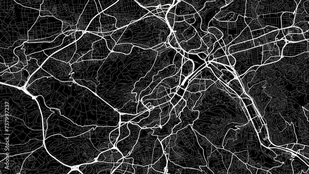 Zoom Out Road Map of Stuttgart Germany with white roads on a black background Zoom Out Road Map of Stuttgart Germany with white roads on a black background
