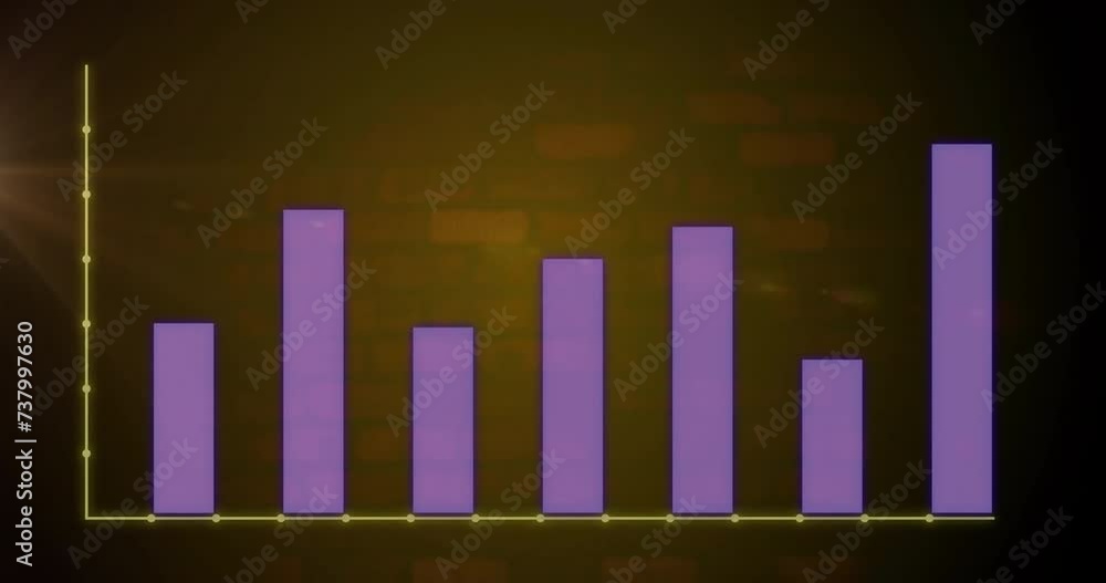 Animation of statistics and data processing over brown background Animation of statistics and data processing over brown background