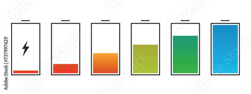 Phone Battery Charge Status Flat Symbols Set
