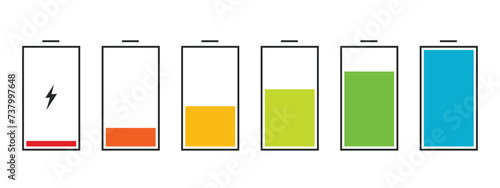 Phone Battery Charge Status Flat Symbols Set