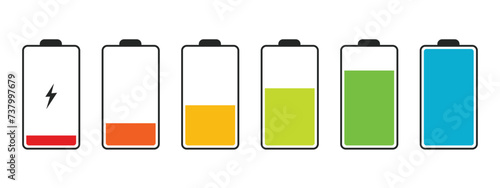 Phone Battery Charge Status Flat Symbols Set