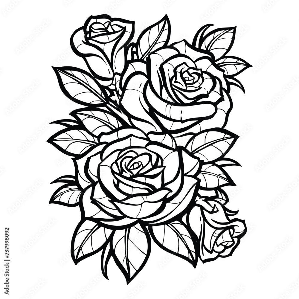 flower roses and leaves coloring pages flower roses and leaves coloring pages