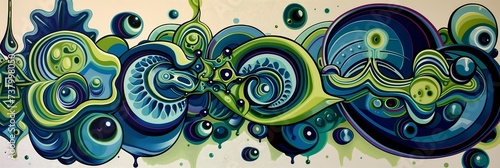 Abstract Graffiti Art Murals with Vibrant Swirls and Shapes