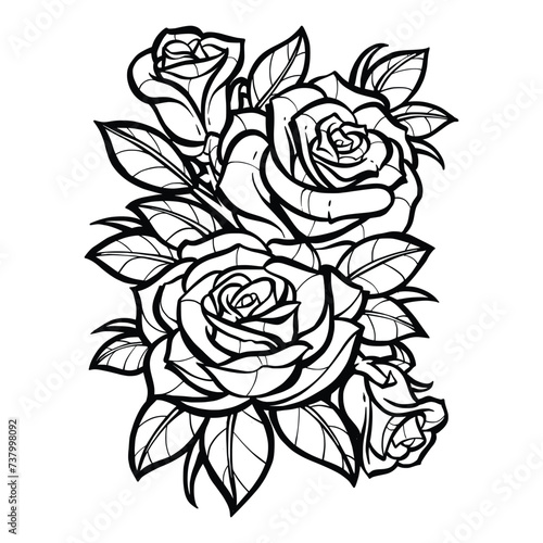 Wallpaper Mural flower roses and leaves coloring pages Torontodigital.ca