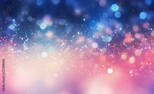 Pink blue bokeh sparkle glitter bright light abstract blur background.