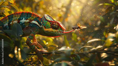 A vividly colored chameleon