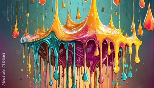 abstract background with splashes wallpaper Colorful acrylic paint dripping with liquid drops.