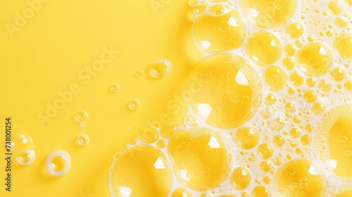 White paper in the shape of soap bubbles set against a yellow background.