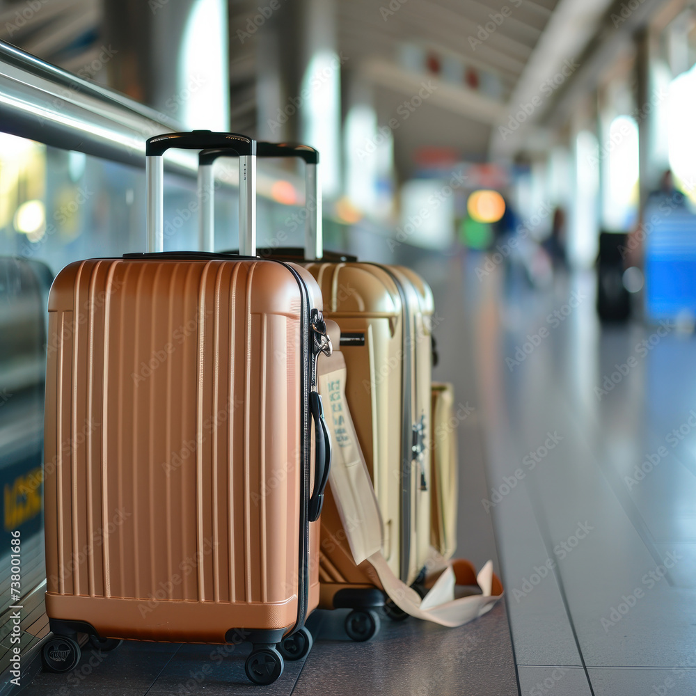 Airport luggage scene suitcase and challenges. AI generative Airport luggage scene suitcase and challenges. AI generative