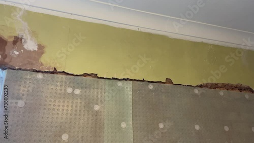 polypropylene studded seepage membrane to damp-proof wall. photo