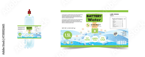Distilled water label and bottle editable vector design