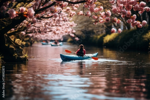 Person Canoeing Down a River