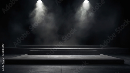 Black empty  marble stone podium for product mockup and background. 