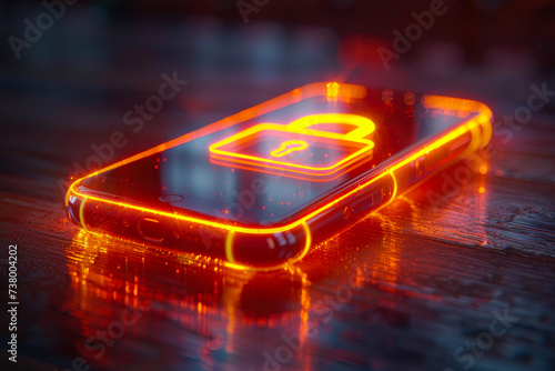 A glowing amber light illuminates the locked cell phone, a symbol of restriction and mystery