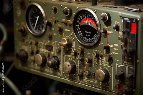 A Close-Up Shot of a Turn Coordinator, an Essential Avionic Instrument, Mounted on a Metallic Panel with Intricate Wiring and Industrial Background