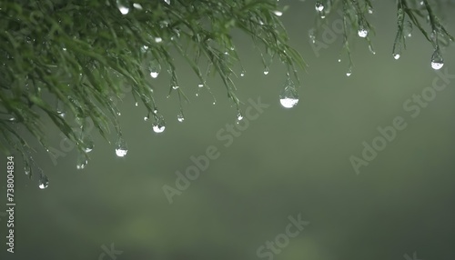 raindrops flow down the tree branches
