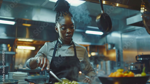 Fototapeta Naklejka Na Ścianę i Meble -  Professional Chef preparing meal at a restaurant kitchen