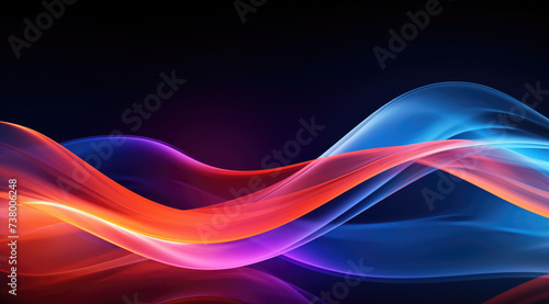 Light neon shape wave. Speaking sound wave. Abstract light effect with glowing bright flowing curve lines, magic glow energy stream motion with particle