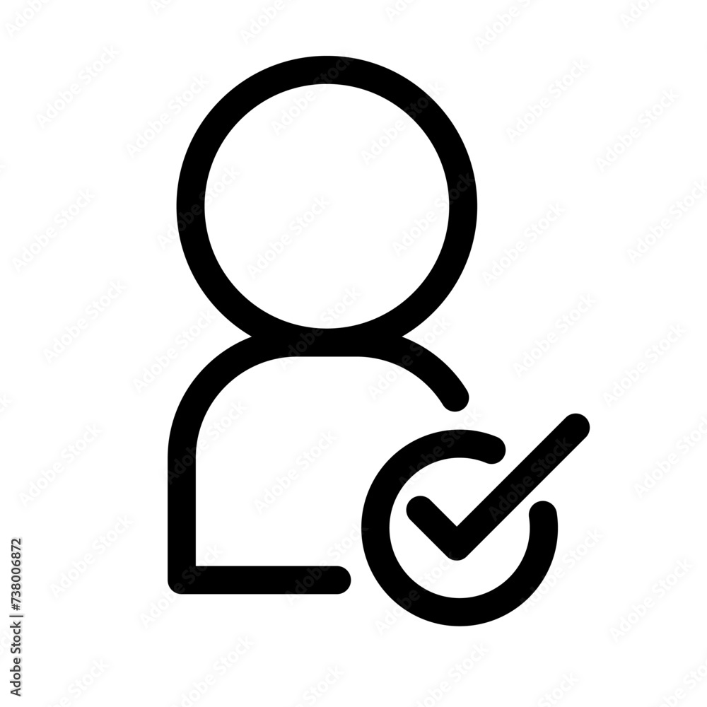 Person and check mark icon. Hiring icon. Vector. Person and check mark icon. Hiring icon. Vector.