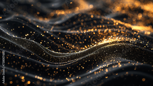 A luxurious black and gold background rendered in stunning 3D