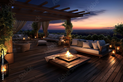 luxury hotel roof top resting. © Shades3d