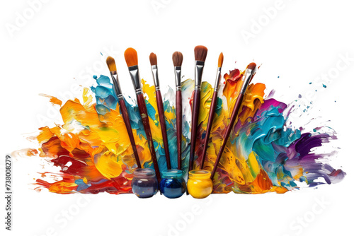A Group of Paint Brushes With Different Colors. An assortment of paint brushes featuring various colors, ready for artistic use.