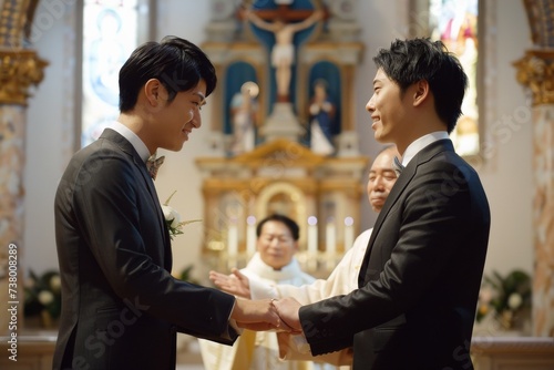 男性同士で結婚式を挙げる日本人女性（LGBTQ・ゲイ・同性婚） photo
