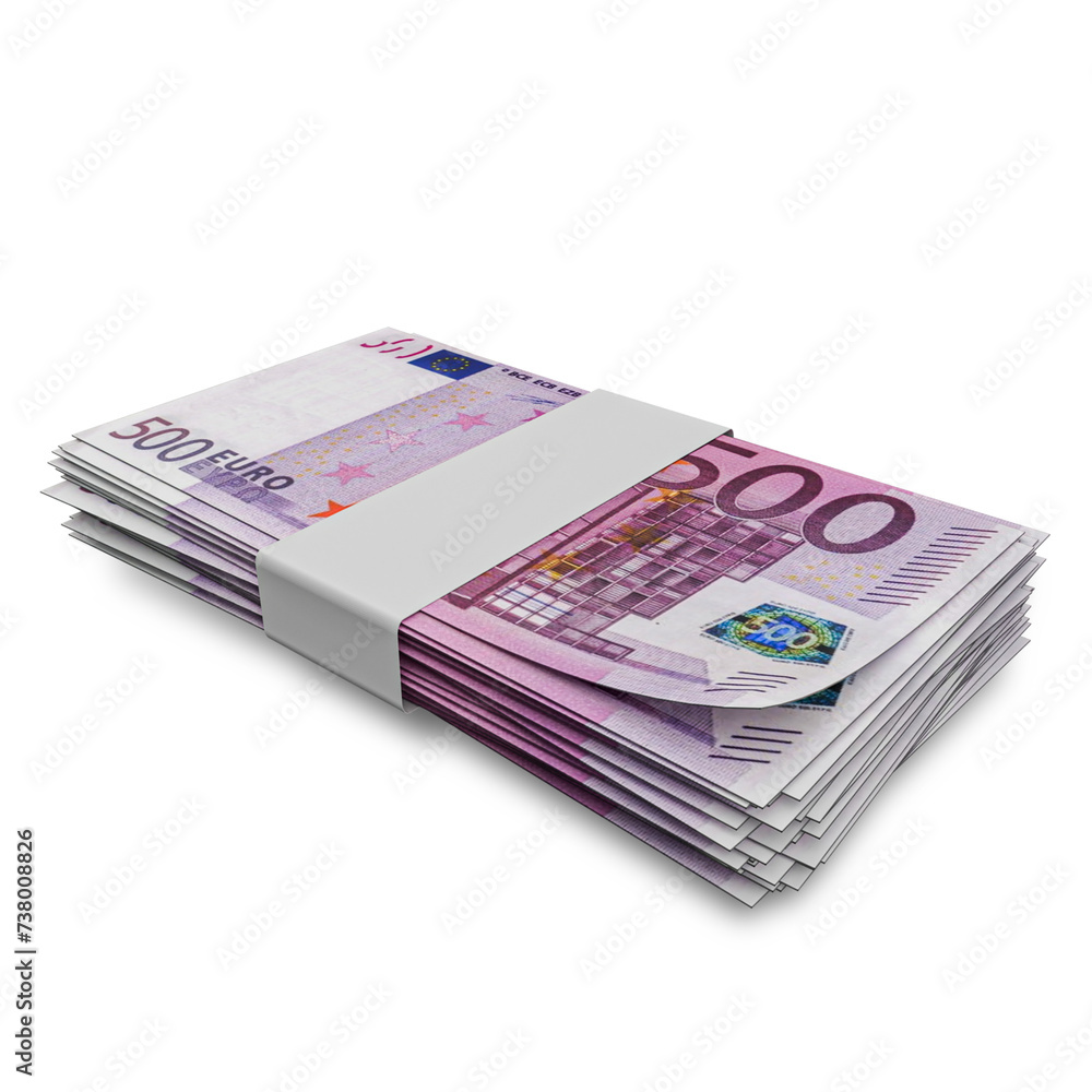 3D rendering of Stacks of European Union Money 500 Euro Banknotes 3D rendering of Stacks of European Union Money 500 Euro Banknotes