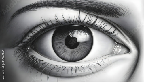 watercolor black and white pencil drawing of a crying eyes #738010203