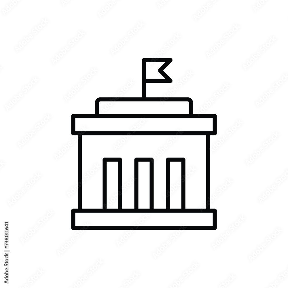 City hall building icon. Simple outline style. Municipal, hall town, embassy, council, government concept. Thin line symbol. Vector illustration isolated. Editable stroke. City hall building icon. Simple outline style. Municipal, hall town, embassy, council, government concept. Thin line symbol. Vector illustration isolated. Editable stroke.