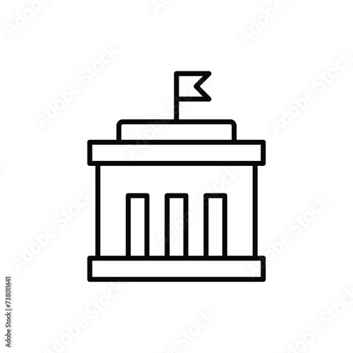 City hall building icon. Simple outline style. Municipal, hall town, embassy, council, government concept. Thin line symbol. Vector illustration isolated. Editable stroke. © Fourdoty