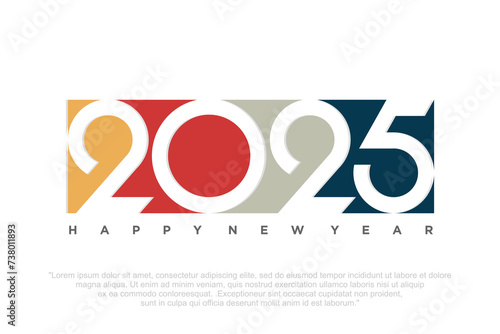 Happy new year 2025 design. With colorful truncated number . vector illustration