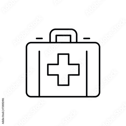 Medical box icon. Simple outline style. First aid bag, case, medical kit, doctor, emergency, safety, health, medicine concept. Thin line symbol. Vector illustration isolated.