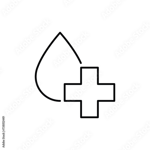 Clear water icon. Simple outline style. Plus, drop water, medical, emergency, infusion, addition, cross, nature, health concept. Thin line symbol. Vector illustration isolated.