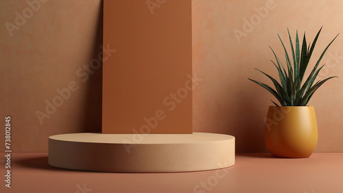 Fall empty podium for product design concept background. 