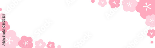 春の花（梅、桜風）のフレームイラスト