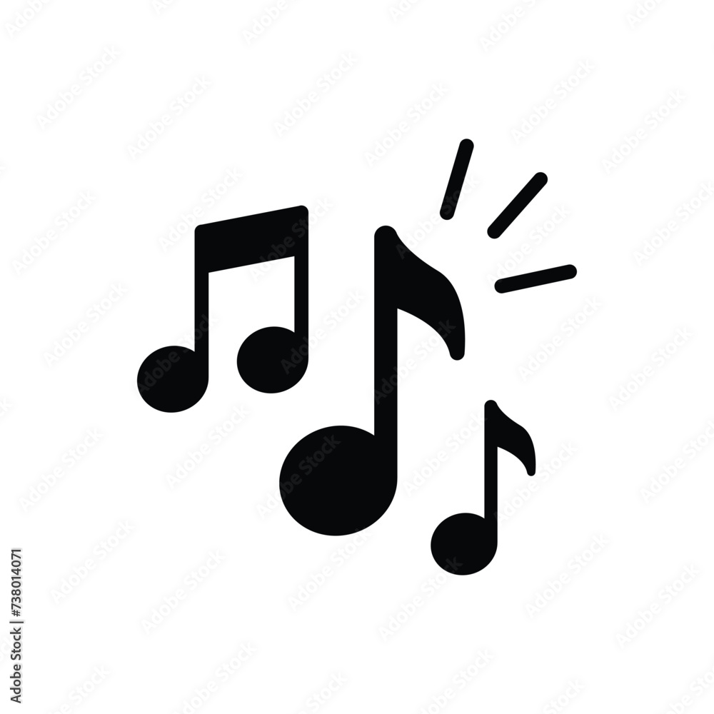 Music notes icon. Simple solid style. Music key, melody, classical, harmony, clef, tone, tune, song concept. Black silhouette, glyph symbol. Vector illustration isolated. Music notes icon. Simple solid style. Music key, melody, classical, harmony, clef, tone, tune, song concept. Black silhouette, glyph symbol. Vector illustration isolated.