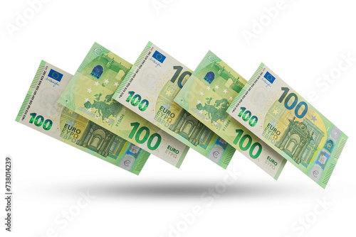3D rendering of Stacks of European Union Money 100 Euro Banknotes photo