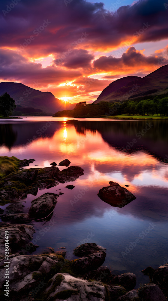 End of Day Over Lake in Scottish Highlands: Inspiring Beauty of Natural Wilderness
