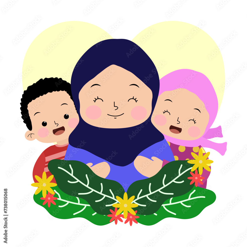 mother day hijab with the kids hugging mother day hijab with the kids hugging