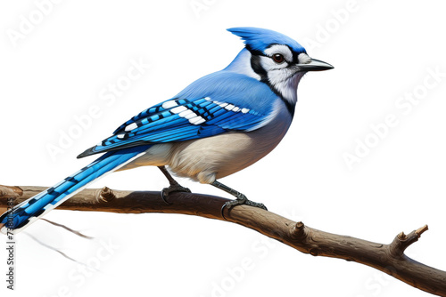 Blue and White Bird Perched on Branch. A blue and white bird rests on a branch in a natural setting.
