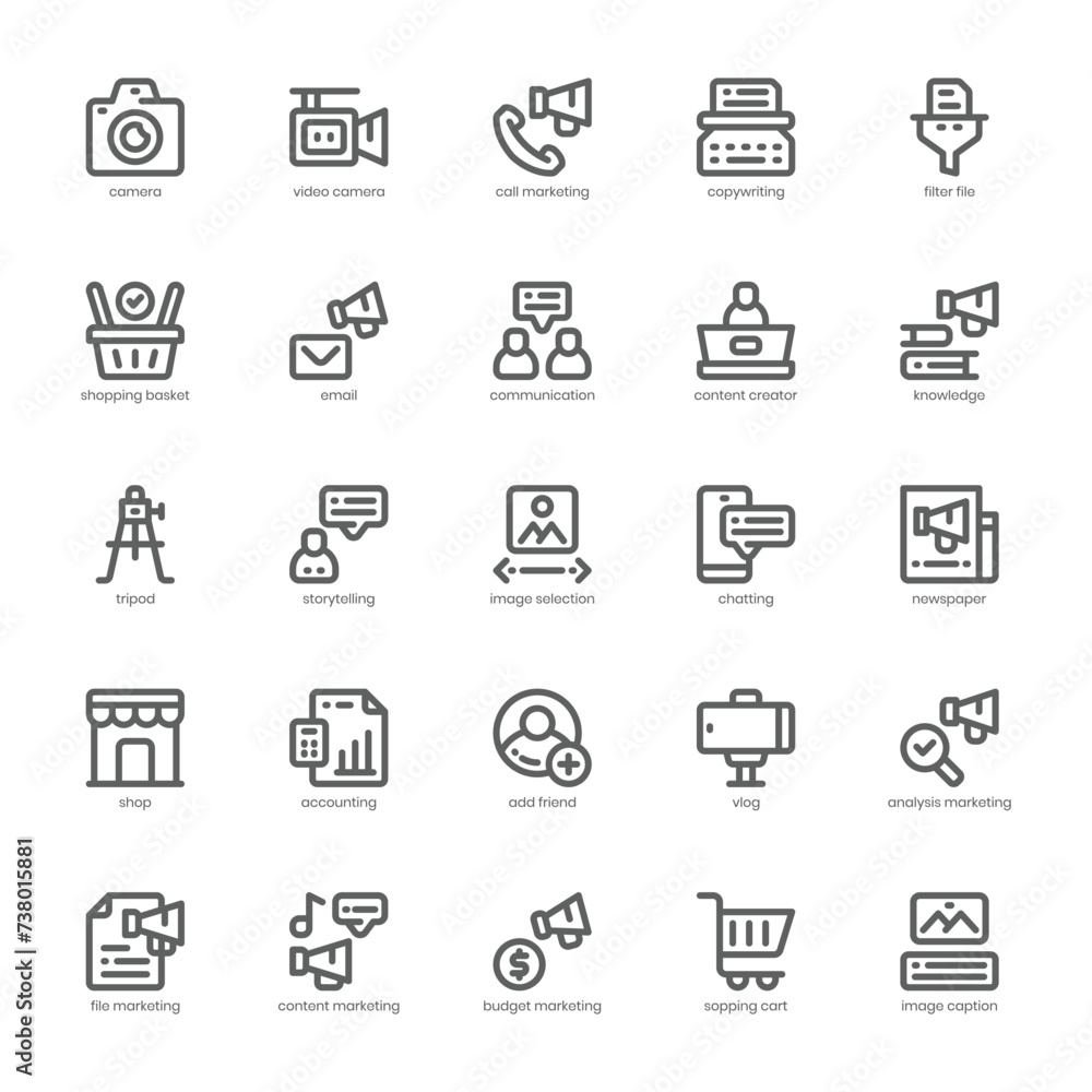 Content Marketing icon pack for your website, mobile, presentation, and logo design. Content Marketing icon outline design. Vector graphics illustration and editable stroke. Content Marketing icon pack for your website, mobile, presentation, and logo design. Content Marketing icon outline design. Vector graphics illustration and editable stroke.