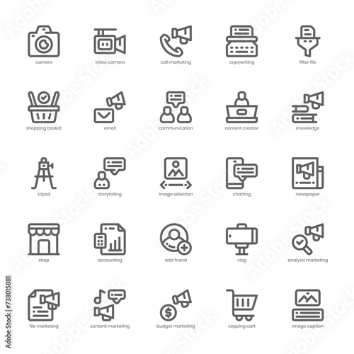 Content Marketing icon pack for your website, mobile, presentation, and logo design. Content Marketing icon outline design. Vector graphics illustration and editable stroke.