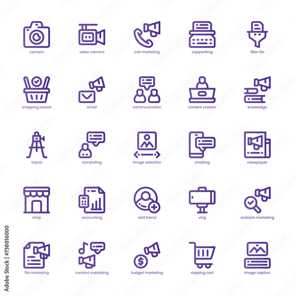 Content Marketing icon pack for your website, mobile, presentation, and logo design. Content Marketing icon basic line gradient design. Vector graphics illustration and editable stroke. Content Marketing icon pack for your website, mobile, presentation, and logo design. Content Marketing icon basic line gradient design. Vector graphics illustration and editable stroke.