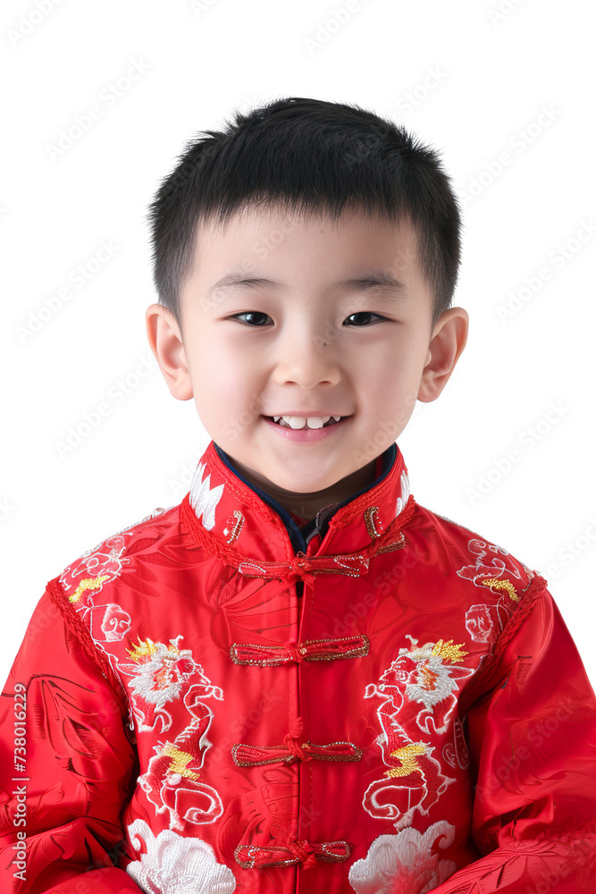 a smile china young boy, red tradition clothes, white background isolated PNG a smile china young boy, red tradition clothes, white background isolated PNG