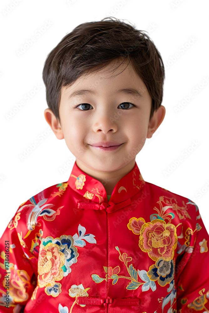 a smile china young boy, red tradition clothes, white background isolated PNG a smile china young boy, red tradition clothes, white background isolated PNG