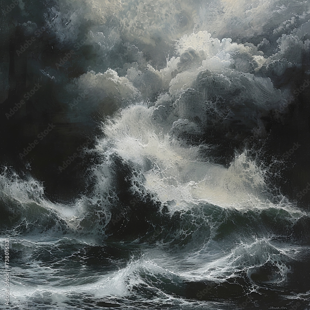 storm over the sea, waves
