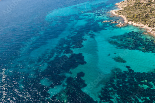 aerial view of piscine of Molara Tavolara island Sardinia