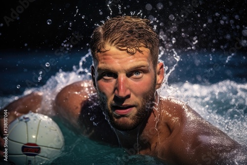 Close-up shot of the water polo player with the ball © Lubos Chlubny